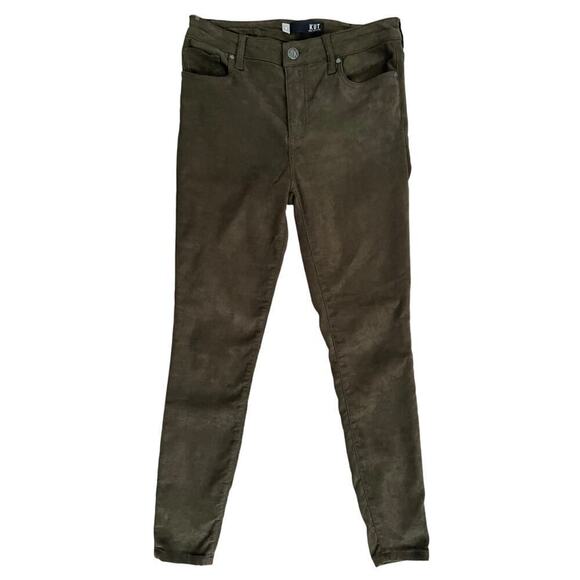 KUT From the Kloth Connie High Rise Ankle Skinny Pants Sz 6 Faux Suede Brown - Picture 2 of 8